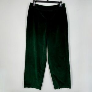 Talbots Womens PETITE Size 8P Corduroy Pants Dark Green Wide Leg Ankle Side Zip